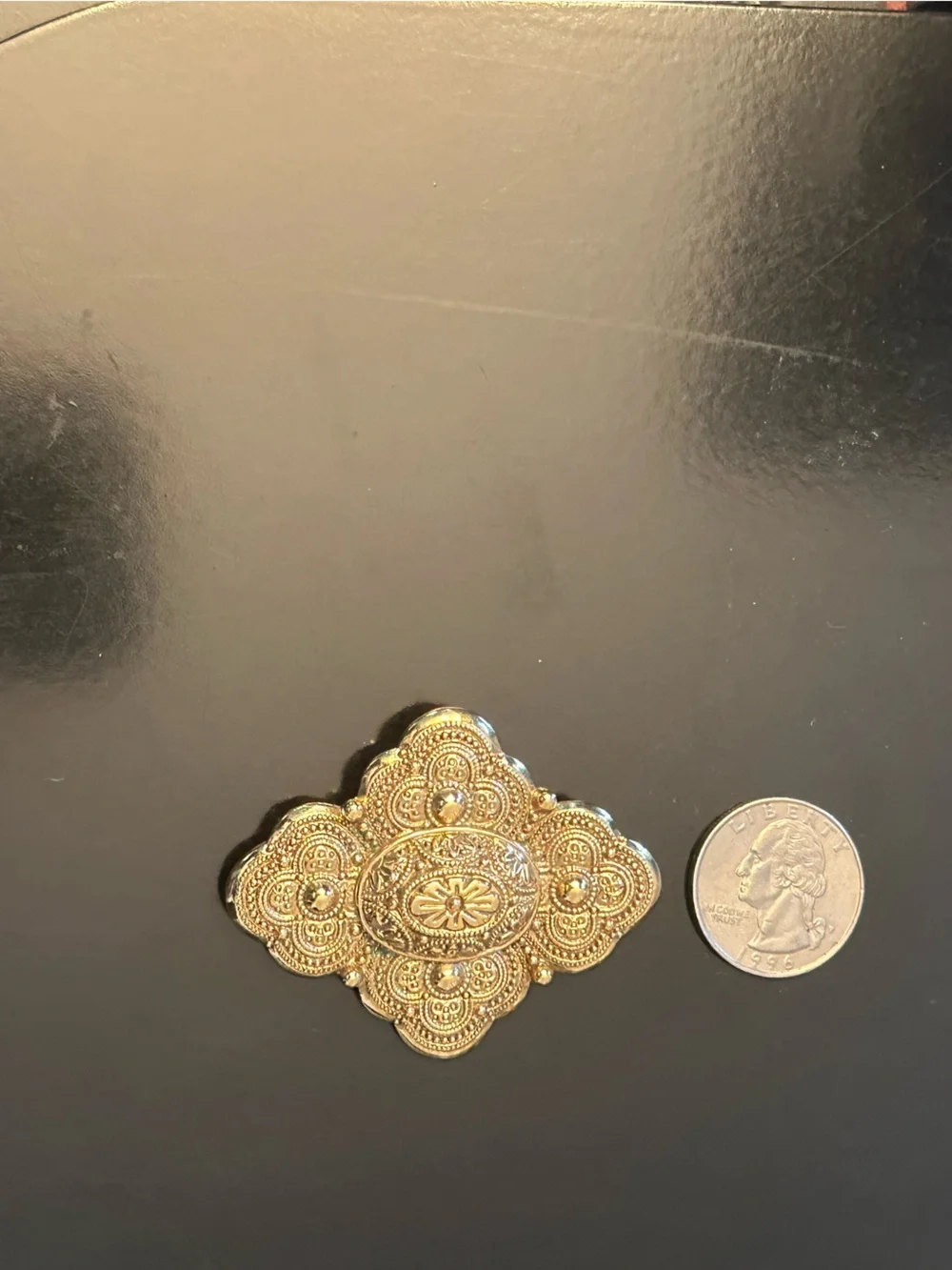 Vintage 1950s 1928 Jewelry Company Filigree Floral Statement Brooch Scarf Clip